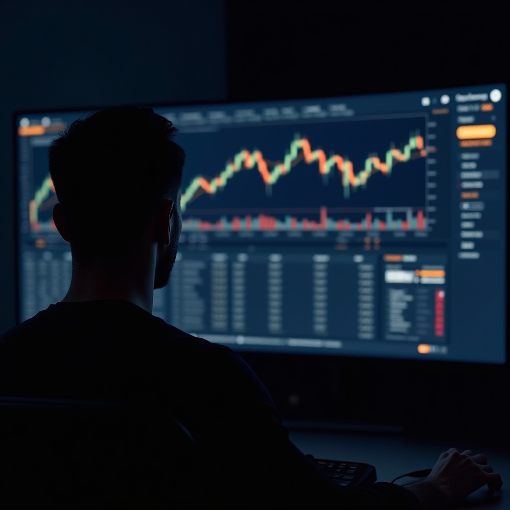 Quantoryx trading interface showing digital asset charts on dark background